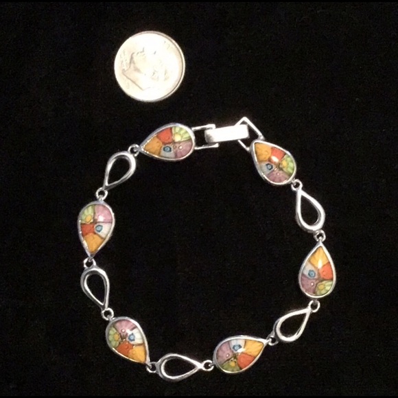 🆕 Murano Millefiori Teardrop Silver Bracelet - Picture 3 of 4